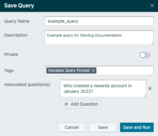 Explorer Save Query - Voicebox Query Prompt