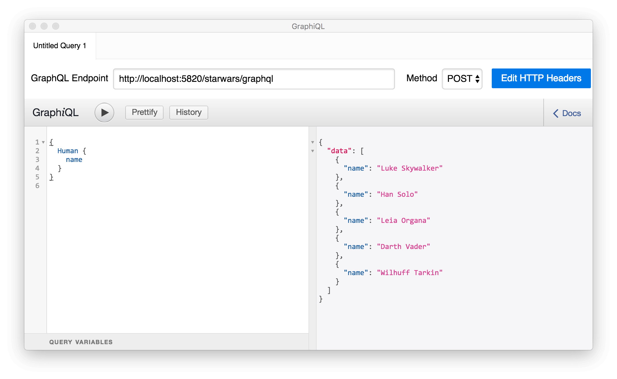 Using GraphiQL with Stardog