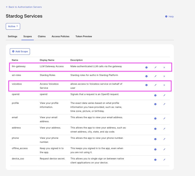 Creating scopes in Okta