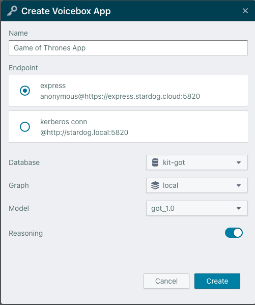 Create Voicebox App Dialog