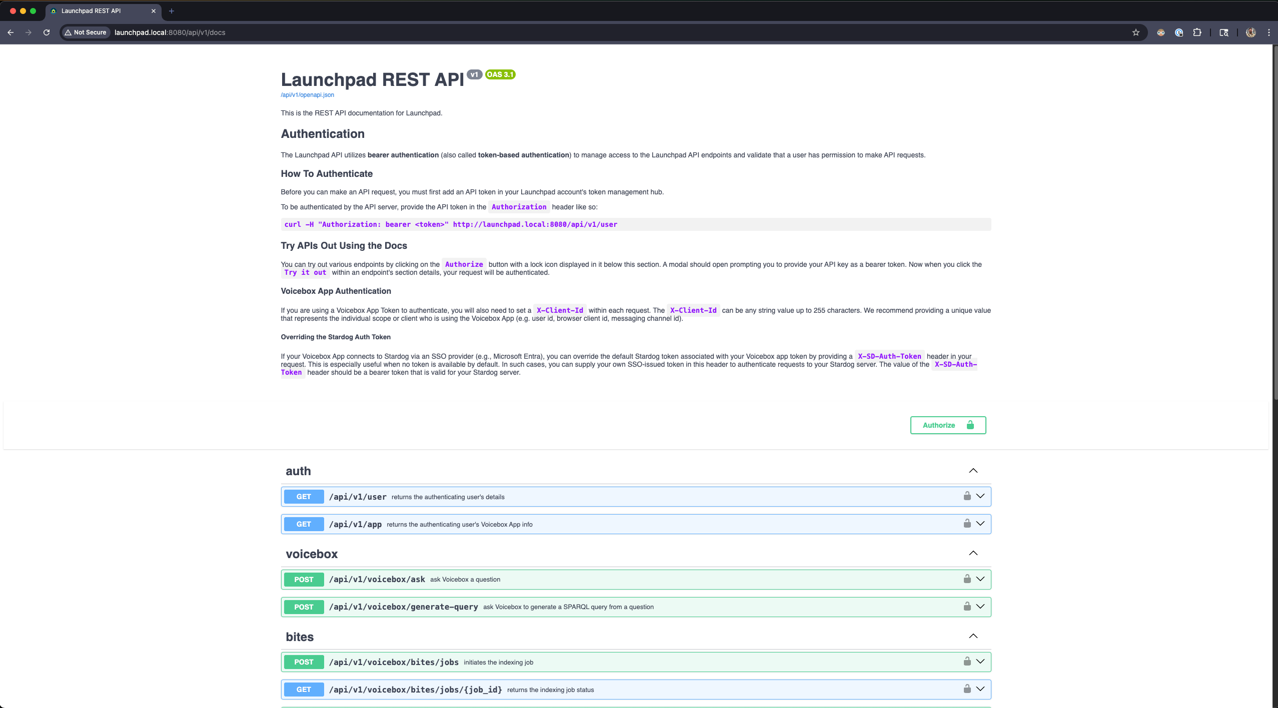 Launchpad REST API Swagger Documentation